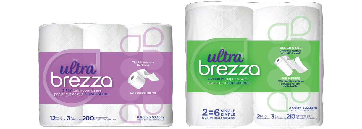 Packaging Designs for Shopper's Drug Mart store brand bathroom paper.
